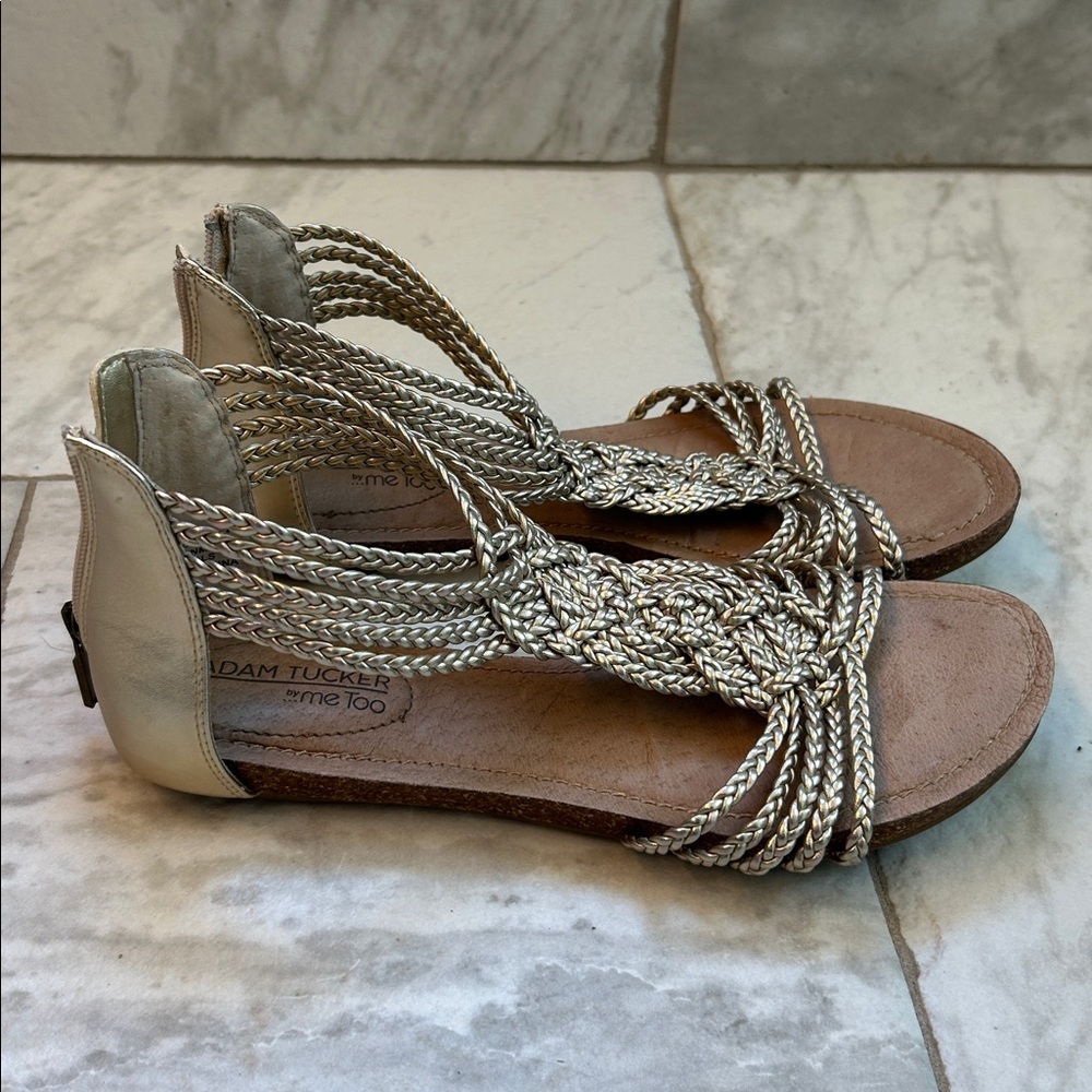 Adam Tucker Braided Metallic Gold Sandals - Picture 2 of 4